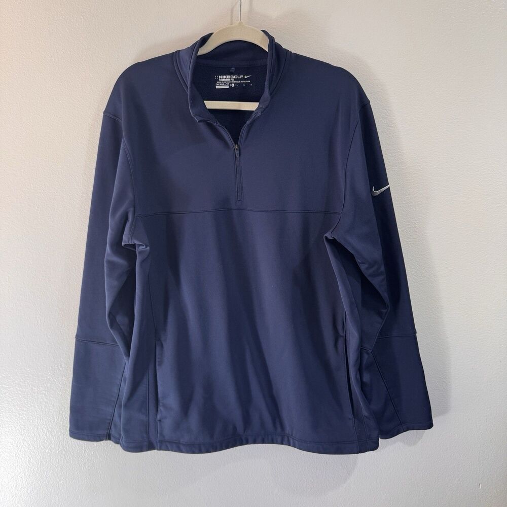 Nike Golf Pullover Sweatshirt Mens L 1/4 Zip Navy Blue Standard Thermal Fit